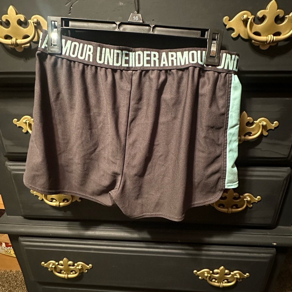 Under Armour Black and Light Blue Athletic Shorts - Picture 3 of 3